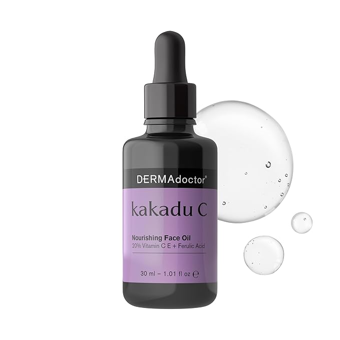 DERMAdoctor 20% Vitamin C Face Oil with Vitamin E & Ferulic Acid | Kakadu C High-Potency Evening Oil, Anti-Aging, Brightening & Hydrating Glow | For All Skin Types – 1.01 fl oz
