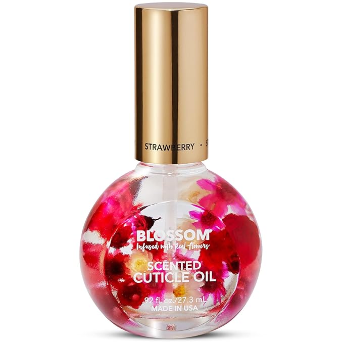 Blossom Hydrating, Moisturizing, Strengthening, Scented Cuticle Oil, Infused wtih Real Flowers, Made in USA, 1.84 fl oz, 2 Pack Bundle, Strawberry + Kiwi