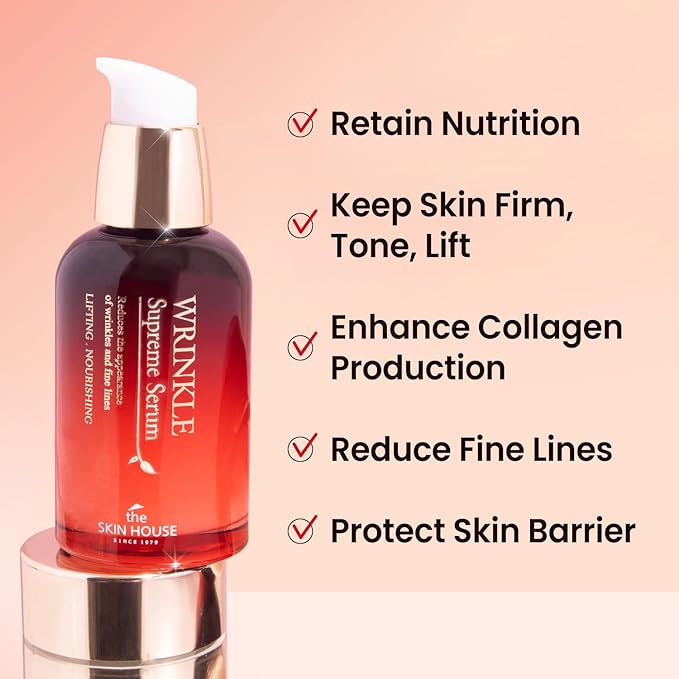 THE SKIN HOUSE Wrinkle Supreme Gift Set l Birthday Gifts, Korean Facial Skin Care, Wrinkles, Fine Lines, Nourishing l Red Ginseng, Adenosine, Ceramide l Facial Cleanser, Serum, Cream