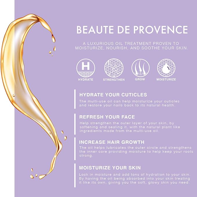 Lavender Multi-Use Oil for Face, Body and Hair - Organic Blend of Apricot, Vitamin E, Fractionated Coconut and Sweet Almond Oil Moisturizer for Dry Skin, Scalp and Nails - 4 Fl Oz