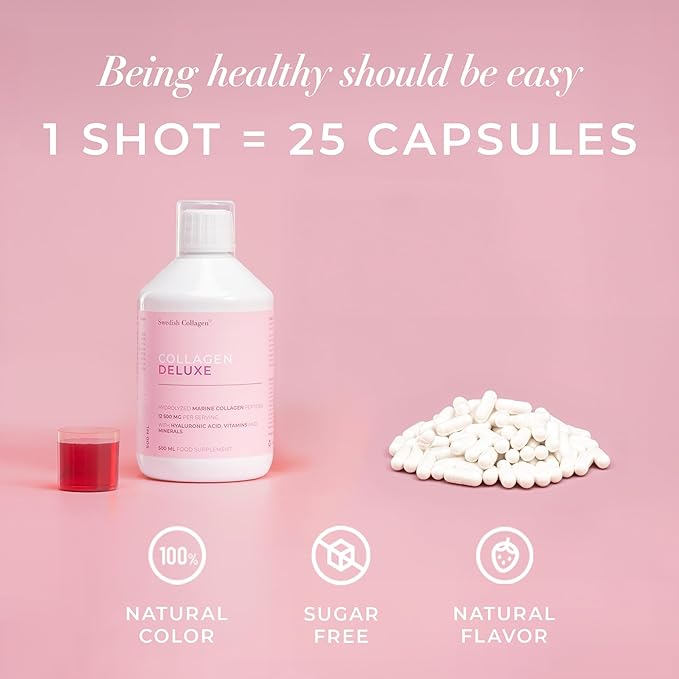 Collagen Deluxe 500ml x 3 I 8 Week Bundle I 12500 mg Marine Collagen (Type I & III) I Hyaluronic Acid, Biotin, Vitamin C I Sugar-Free - 8 Week Supply
