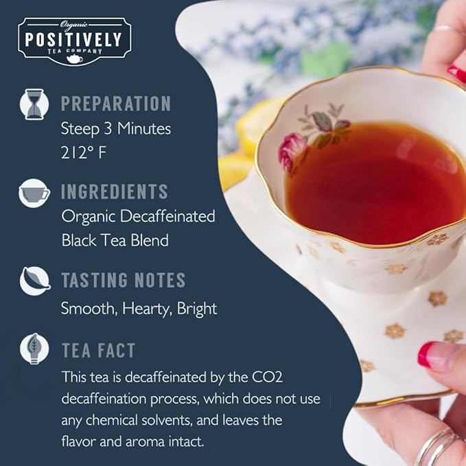 Organic Positively Tea Company, Decaf English Breakfast, Loose Leaf, 4 Ounce