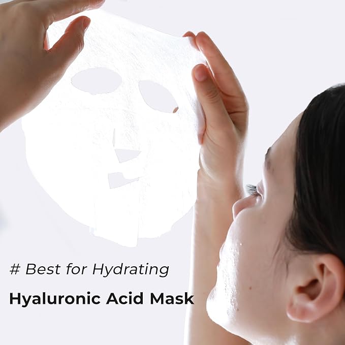 '+WIS+ Intensive Hydrating Face Masks 24 EA with Hyaluronic Acid Serum for Dry Skin, Collagen Facial Mask to Pore Minimizing, Elasticity Improvement and Repair Dehydrated Skin, Safe on Sensitive Skin