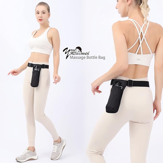 Massage Bottle Bag Massage Therapist Holster Massage Lotion Holster Massage Oil Holster(YR-1KD-Black)
