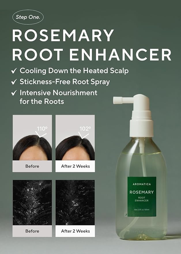 AROMATICA Rosemary Root Enhancer & Wooden Scalp Massager Set - Hair Scalp Massager with Rosemary Water Scalp Serum for Hair Growth, Hair care for women, Mothers day gifts