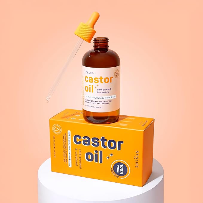 SpaLife Beauty Multi-Use Castor Oil 100% Pure For Hair, Skin, Nails, Lashes, & Brows 8 FL OZ