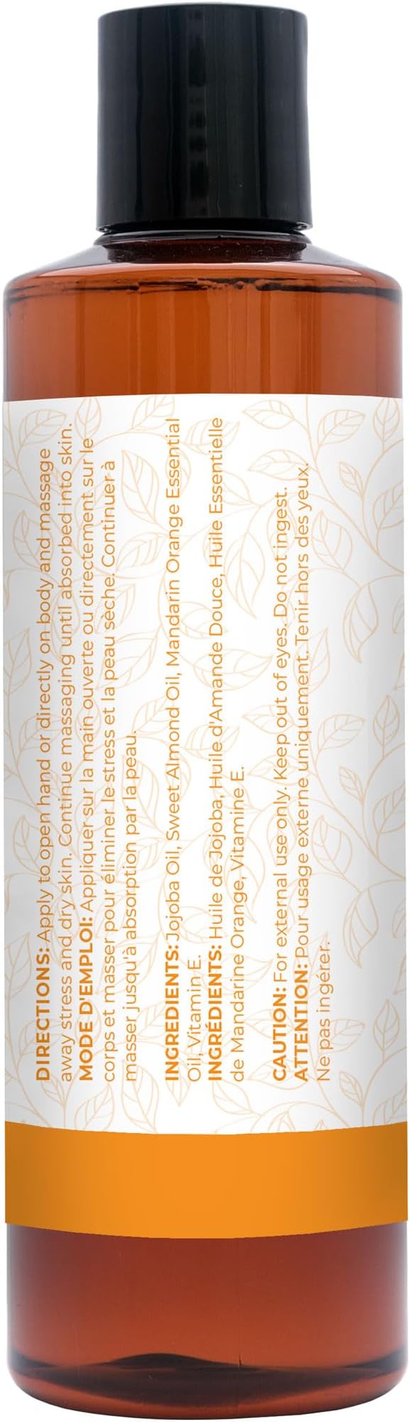 Mandarin Massage Oil for Massage Therapy, Body Oil Made with Pure Mandarin Essential Oil for Skin, Jojoba Oil, Sweet Almond Oil, Vitamin E, Relaxing Gifts for Women