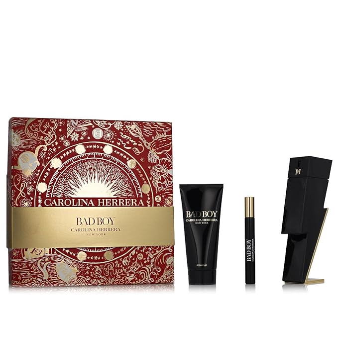 Carolina Herrera EDT Bad Boy 3 Piece Perfume Set for Men
