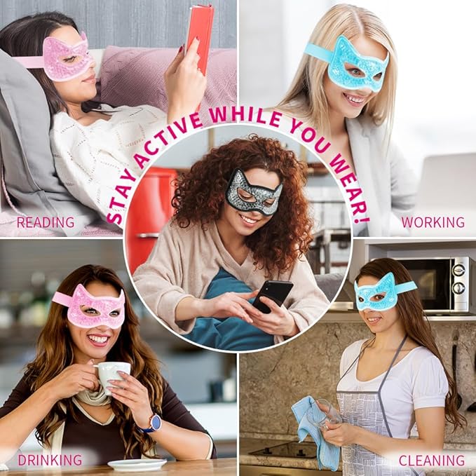 Cooling & Heating Eye Mask - Hot/Cold Use for Puffy Eyes, Headaches, Migraines, Sinus & Dark Circles (2 packs blue)