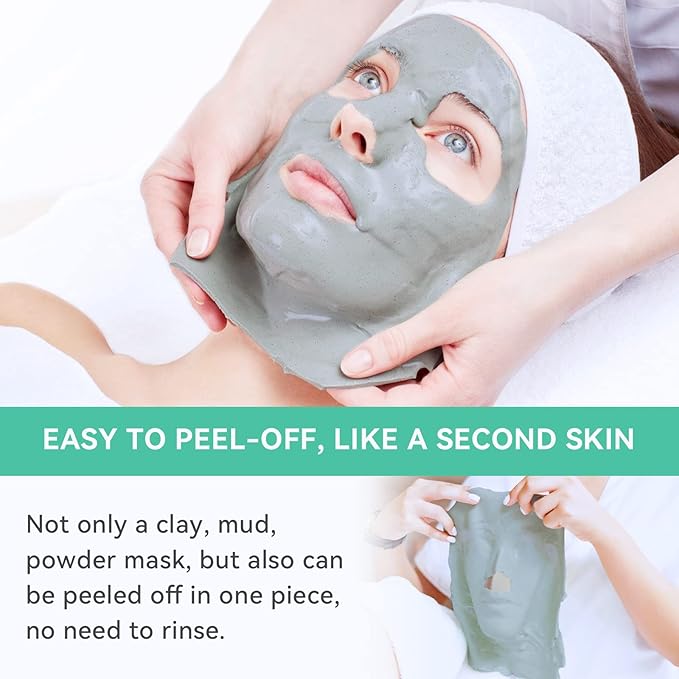 Peel-off Alginate Powder Face Mask with 9 in 1 Face Mask Mixing Bowl Set, SPA Quality, 240g/8Pcs