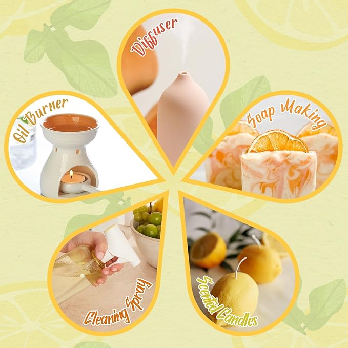 SALKING Citrus Burst Essential Oil Set, Premium Fragrance Oil for Diffuser, Scented Oil Gift Set for Soap Candle Making - Sweet Orange, Bergamo, Lemon, Grapefruit, Lime, Yuzu