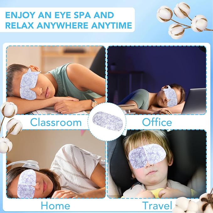 XPCARE 48 Pack Steam Eye Masks for Dry Eyes, Self Heated Steam Warm Eye Mask, Disposable Heated Eye Mask for Dark Circles, Puffy Eyes, Relief Stress Eye Fatigue (Unscented)