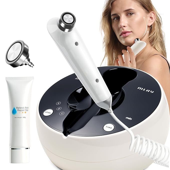 MLAY Professional RF Beauty Machine, Radio Frequency Face Machine with 2 Probes, at Home Radio Frequency Skin Tightening for Lifting, Wrinkle Reducing, Anti Aging - Salon Effects(Gel Included)