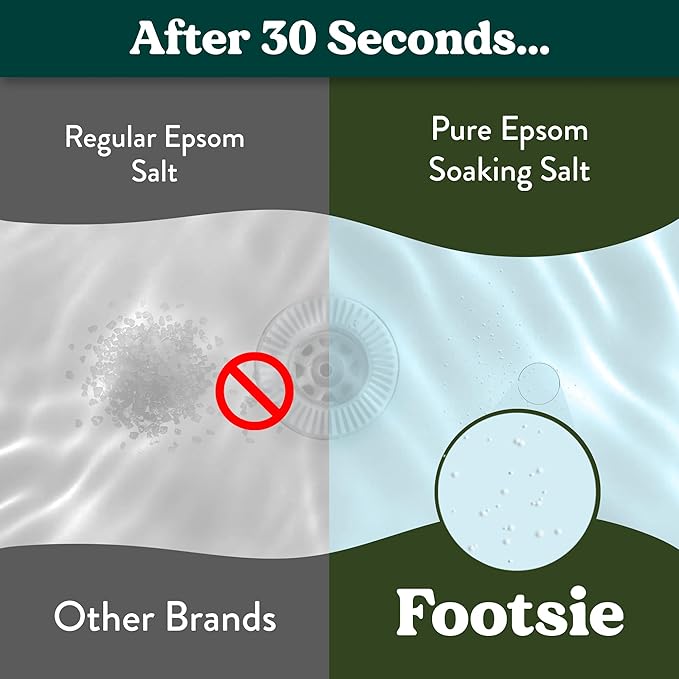 Footsie Soothing Tea Tree Oil Epsom Salt Soak - for Calluses, Aches & Pain, Athlete's Foot - Made in USA - Soothes Cracked Heels, Flaky Skin - 100% Organic, Pedicure Spa Salt - 48 Ounces