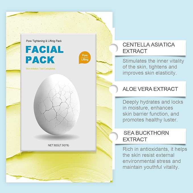 Zombie Face Mask, Clay Mud Facial Treatment for Pore Tightening and Deep Cleaning, 8 Count with Brush