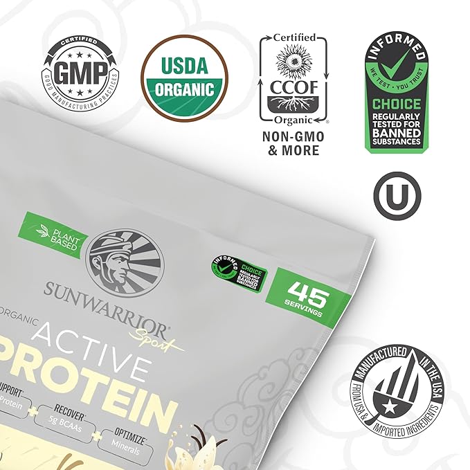 Sunwarrior Collagen Peptide Building Powder Plant-Based | Vanilla Flavored, 40 Servings & Vegan Protein Powder USDA Organic | Vanilla Flavored, 45 Servings