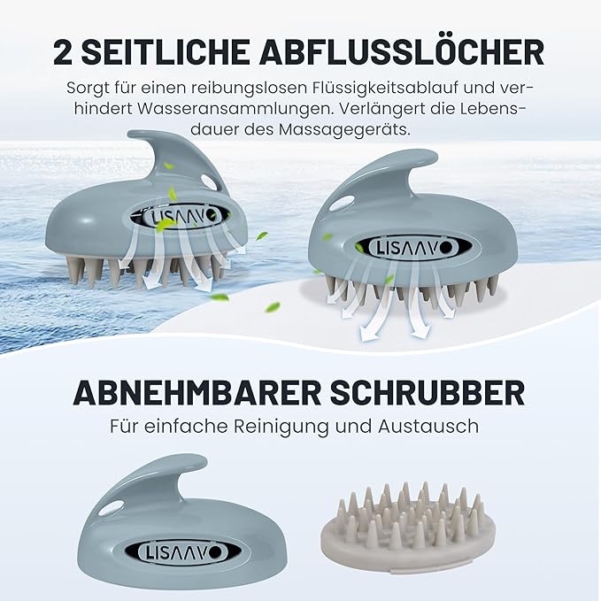 Hair Massager Scalp 3 in1 Scalp Scrubber Silicone Scalp Massager with Three Bristles-Soft, Scalp Scrubber,Medium and Hard Brush for Men Women and Pets,Grey