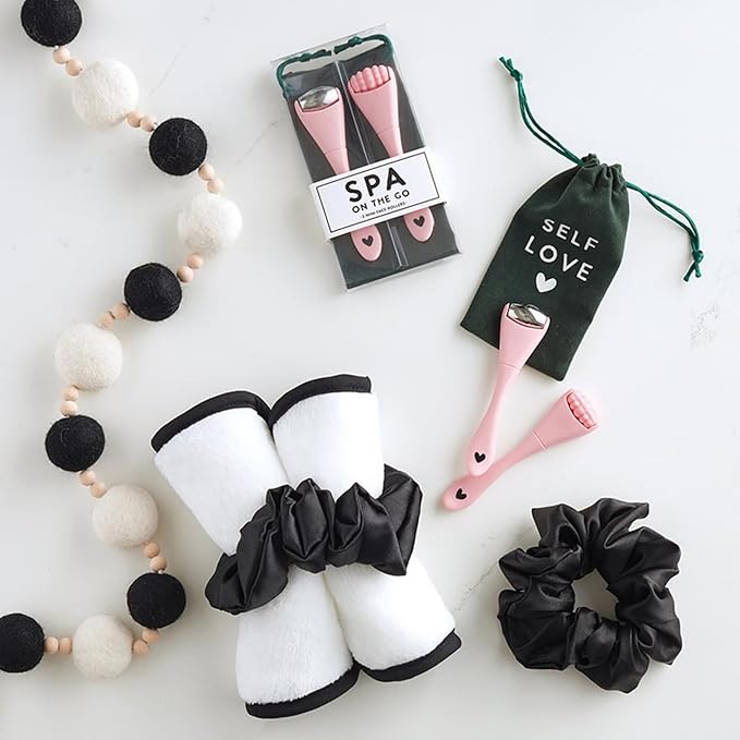 Bella Facial Roller Spa Set for Daily Skin Care Beauty Routine With Travel Bag, Stainless Steel Pink and Green - SET OF 2