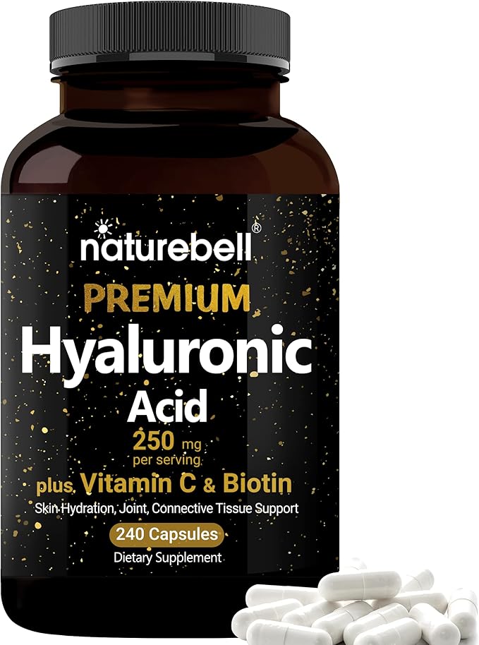 NatureBell Hyaluronic Acid Capsules with Biotin + Vitamin C & Colostrum 1,000mg Per Serving, 240 Capsules Bundle Pack | Complete Beauty Care Complex | Mother’s First Milk from Grass Fed Bovine