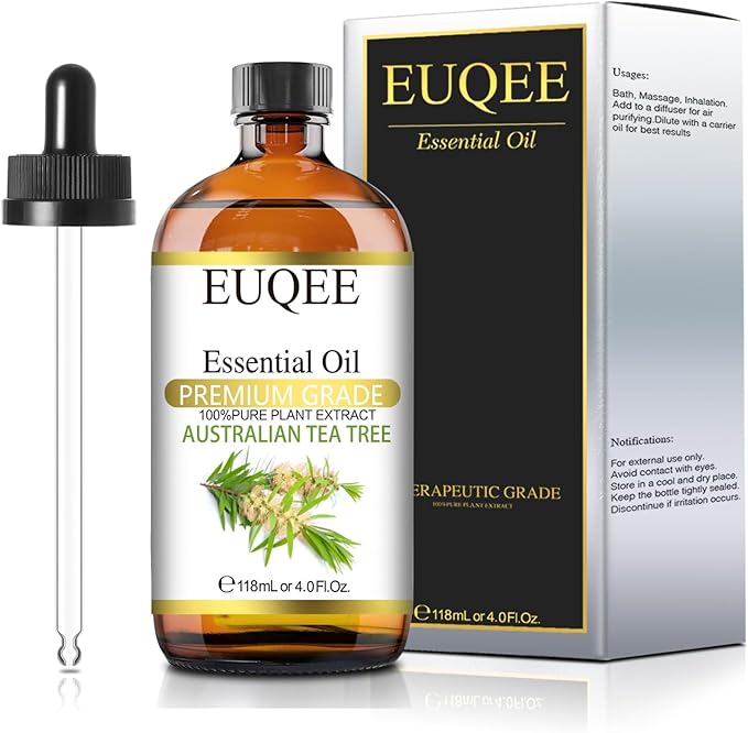 Australian Tea Tree Essential Oil (4 oz/118 ml) Premium Grade Australian Tea Tree Oil Essential, Perfect for Diffusers, Humidifier, Candle Making, Soap & Candle Making