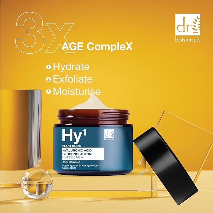 Dr Botanicals Hyaluronic Acid & Gluconolactone Hydrating Anti-Aging Facial Mask | Reduce Wrinkles, Renew, Gentle Exfoliate and Revitalize Skin with Nourishing Hyaluronic Acid Mask