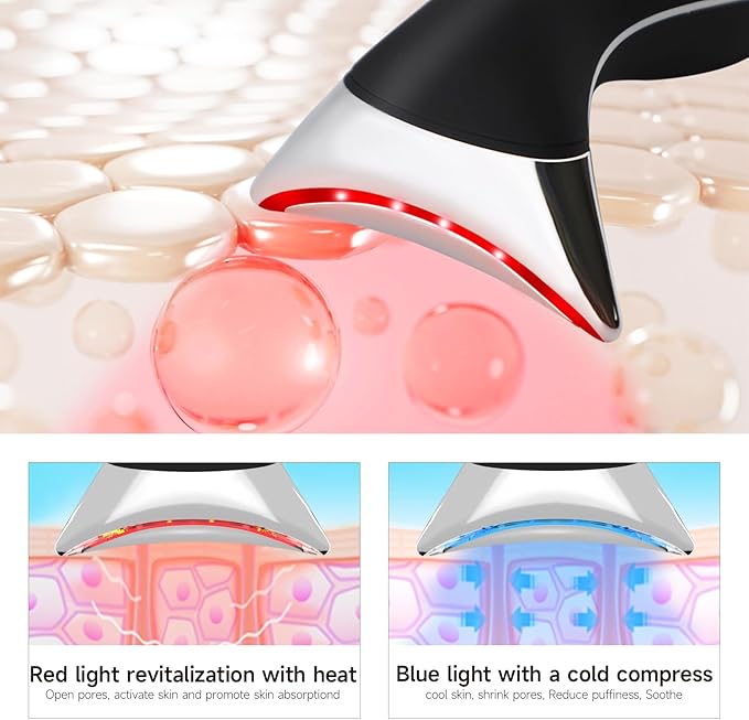 Ms.W Red Light Neck Face Massager, Facial Massager with Hot & Cold Modes for Skin Care, Vibration for Skin Tightening and Rejuvenation(Black)