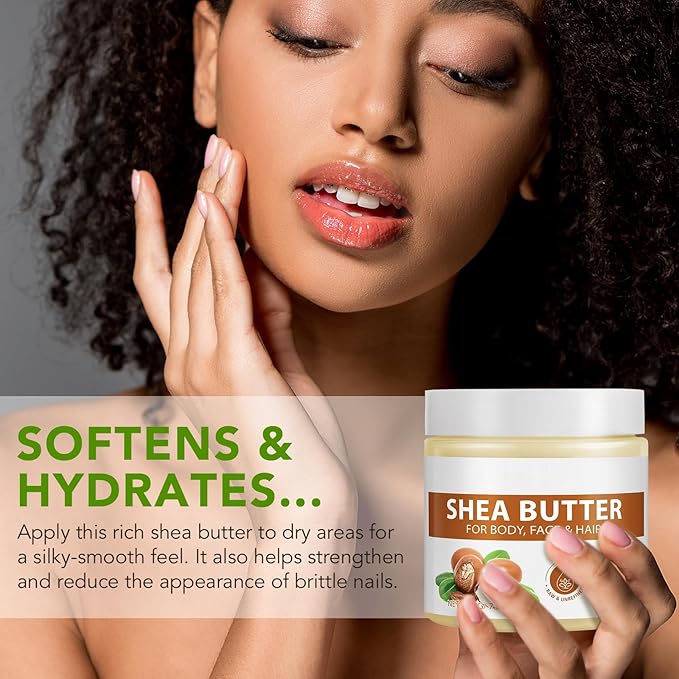 Pure Organic Shea Butter Raw, Unrefined Body & Face Butter, 100% Pure & Natural Body Butter for Dry, Cracked Skin, Stretch Marks & Anti-Aging, 7.76 oz