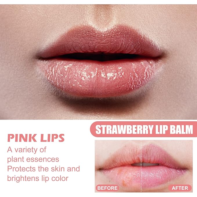 Lip Balm Honey Pot Propolis Lip Mask, Strawberry Honey Lip Sleep Mask Moisturizing Prevention Dry and Cracked Lip Scrubs Exfoliator, Reduces Lip Lines (2packs strawberry+2packs honey)