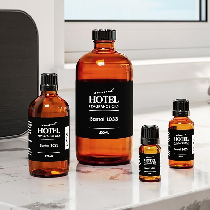 Santal Diffuser Oil No. 1033 - AirScent Santal-33-Inspired Perfume Dupe - Premium Fragrance Oil Blend - 30 mL, 1 fl oz Glass Bottle with Dropper Cap for Aromatherapy Diffusers and Humidifiers