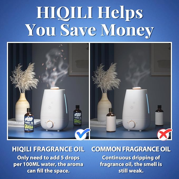 HIQILI Grassland Fragrance Oil 100ml for Diffuser Car Freshies, Clean Fresh Scent for Candle Making Soap Laundry 3.38 Fl Oz