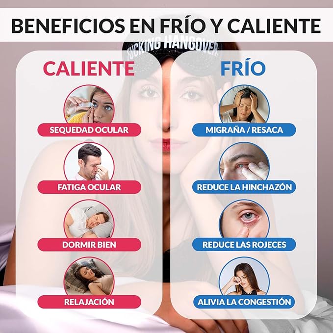 Fisura - Cooling gel eye mask F*cking hangover. Black hangover eye mask. Gel mask for puffy eyes and dark circles. Cold/Warm Therapy. Includes a Storage Pouch. 7,28 x 3,54 inches