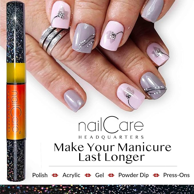 Cuticle Oil Pen for Nails - Nail Strengthener & Growth Oil and Serum for Damaged Nails, Hangnails w/Jojoba cuticle oil—Bali Mango Fragrance - Holographic Glitter Pens 4-Pack