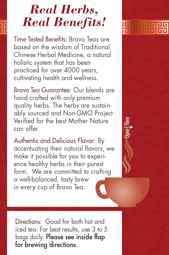 Bravo Tea Blood Pressure Herbal Tea Caffeine Free, 20 Tea Bags, 6 Count