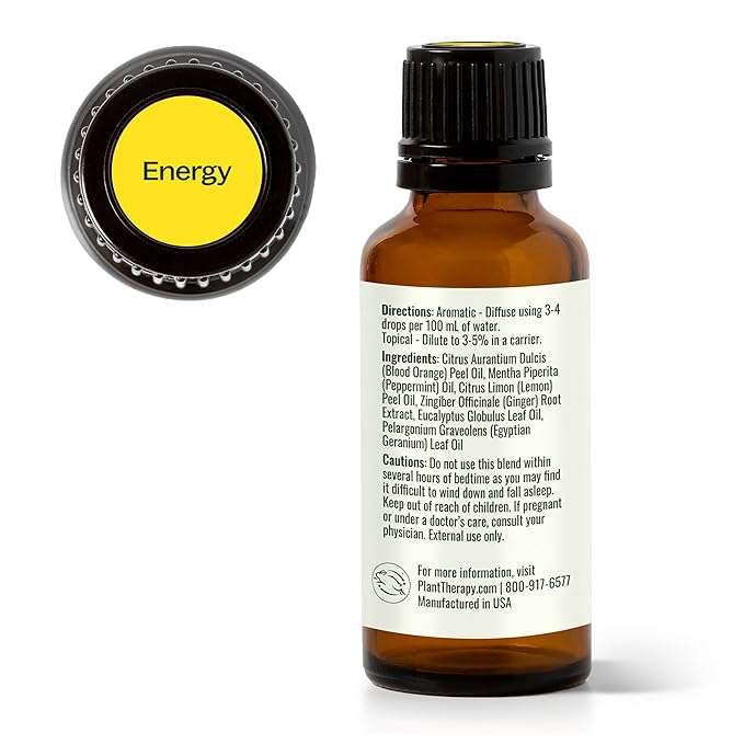 Plant Therapy Energy Essential Oil Blend 30 mL (1 oz) Refreshing, Energizing Blend 100% Pure, Undiluted, Natural Aromatherapy, Therapeutic Grade