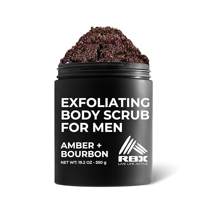 RBX Exfoliating Body Scrub For Men with Shea Butter Vitamin A and C, Moisturizing Hydrating Body Scrub for Healthy Skin