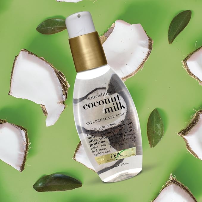 OGX Nourishing + Coconut Milk Anti-Breakage Serum, 4 Fl Oz (Pack of 2)