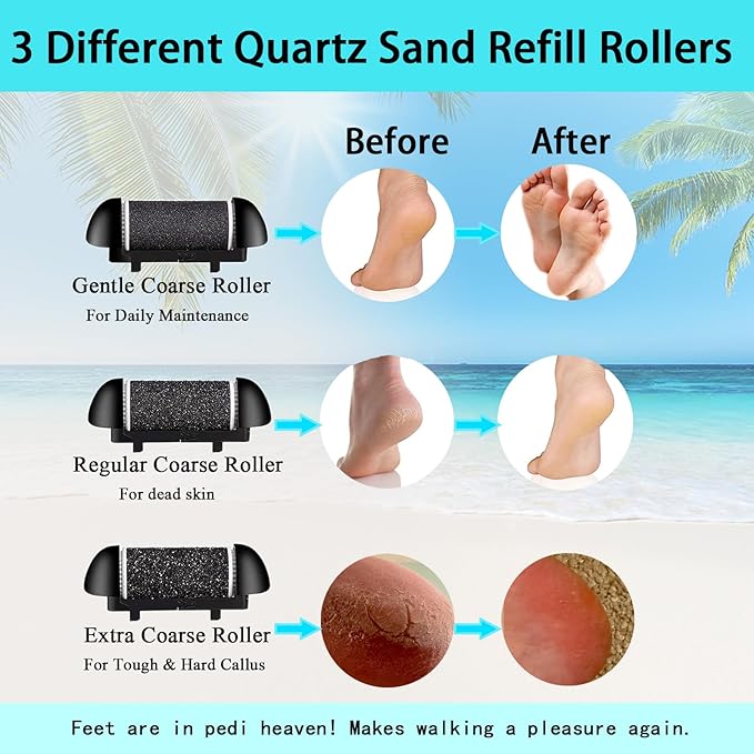 Callus Remover for Feet, 13-in-1 Professional Pedicure Tools Foot Care Kit, Foot Scrubber Electric Feet File Pedi for Hard Cracked Dry Dead Skin, 3 Rollers, 2 Speed, Battery Display (Black)