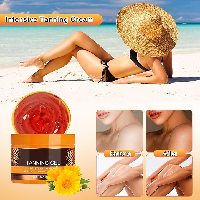 2Pcs Luxury Intensive Tanning Gel, Celyne Tanning Gel, Natural Tanning Accelerator Cream Gel, 5.29oz Celyne Tanning Cream, Brown Tanning Gel for for Sunbeds & Outdoor Sun