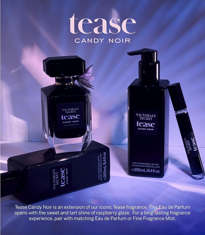 Victoria's Secret Tease Candy Noir Fragrance Lotion, Notes of Raspberry Glaze, Night-Blooming Iris & Warm Tonka, (8.4 oz)