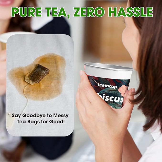 Organic Tea Sampler – 10 Eco-Friendly Tea Cups for Hot or Iced Teas, Premium Loose Leaf Teas Variety Pack – Jasmine, Chamomile, Hibiscus, Lemon Balm, Green Tea