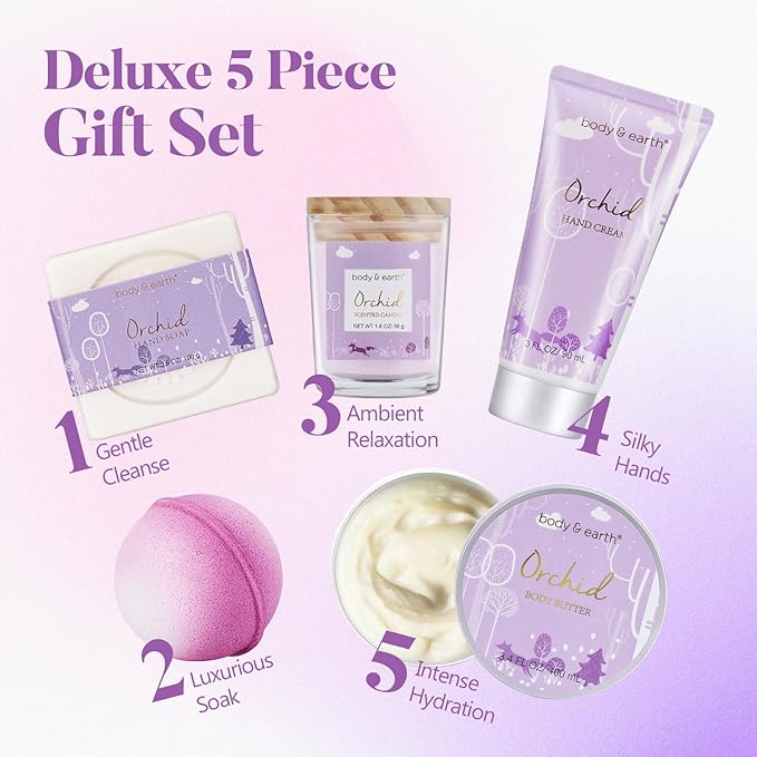 Spa Gifts for Women, Bath Gifts Box with Ocean & Orchid Scented, Gift for Home Spa
