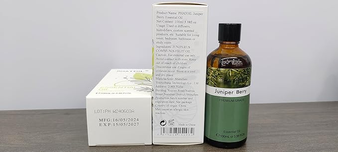 100ML/3.38fl.oz Juniper Berry Fragrance Oils, PHATOIL Juniper Berry Oil for Diffuser, Humidifier, Scented Oils for DIY Soap, Candle Making with Premium Glass Dropper