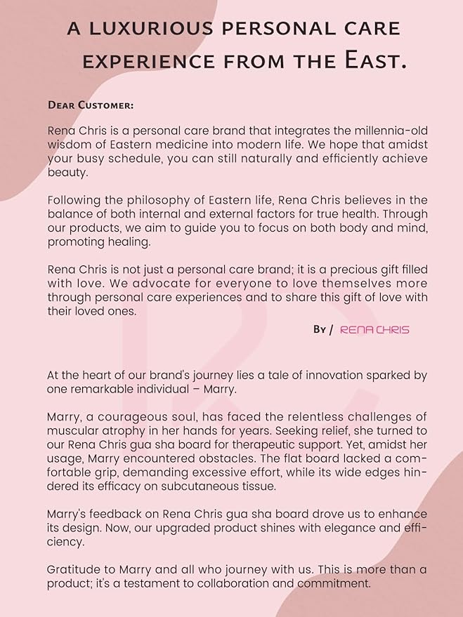 Rena Chris Gua Sha Facial Tools-Ergonomic Rose Quartz Gua Sha for Face Massage, Jawline Sculpting & Puffiness Reduction with Silicone Case (Pink)