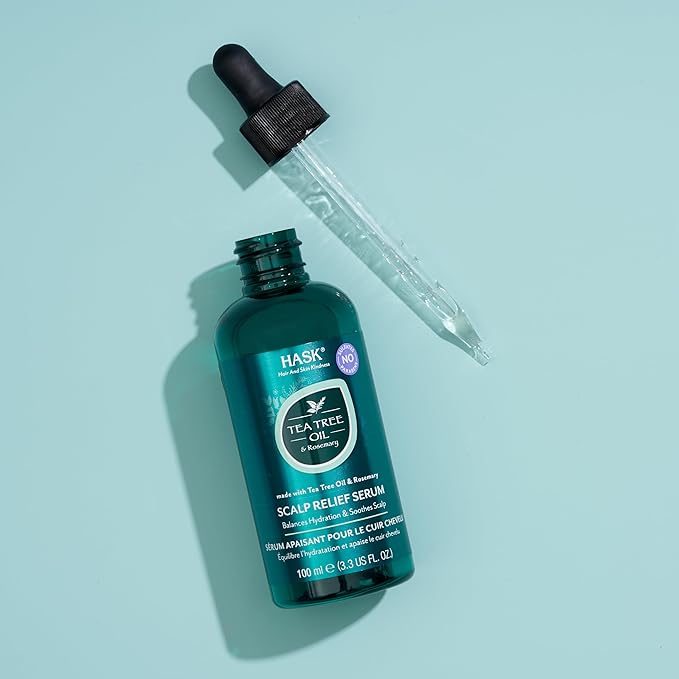 HASK TEA TREE OIL & ROSEMARY Scalp Relief Serum for All Hair Types, Color Safe, Gluten-Free, Sulfate-Free, Paraben-Free, Cruelty-Free - Pack of 2