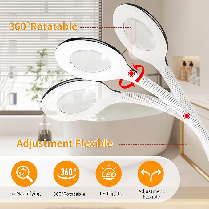 Professional Facial Steamer, 2 in 1 Facial Steamer on Wheels with 5X Magnifying Lamp, Ozone Facial Steamers Adjustable Height, Steamer for Facial for Salon, Spa and at Home Use