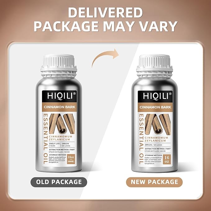 HIQILI Cinnamon Essential Oil for Candle, Spary & Diffuser - 100% Pure Natural - Indoor and Outdoor