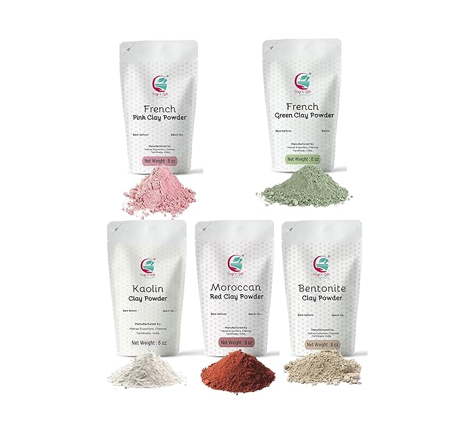 YOGIโS GIFT โ Celebrating health Multi Pack | Pack of 5 Clays + Rose Petal Powder for bundleโฆโฆ