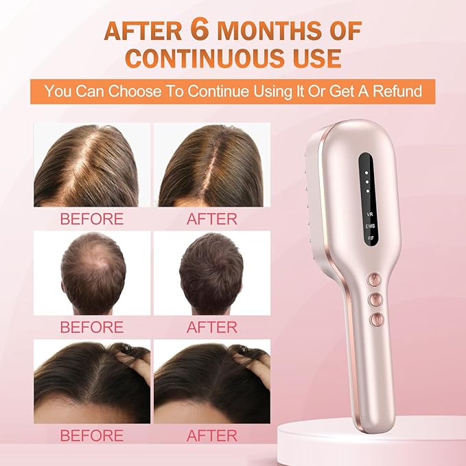 Laser Therapy Hair Growth Comb,FDA Cleared Laser Hair Growth Device Red Light Electric Scalp Massager, promote hair growth in women and men(Pink)
