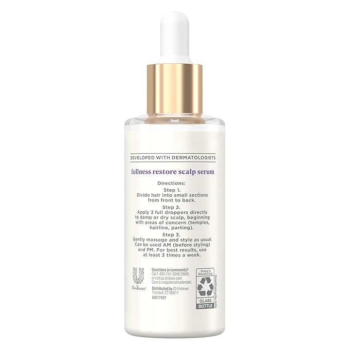 Dove Scalp + Hair Therapy Density Boost Serum Fullness Restore Visibly Thicker Hair In As Soon As 30 Days, Hydrating & Fast-Absorbing, Instantly Relieves Dry Scalp 2 Fl oz