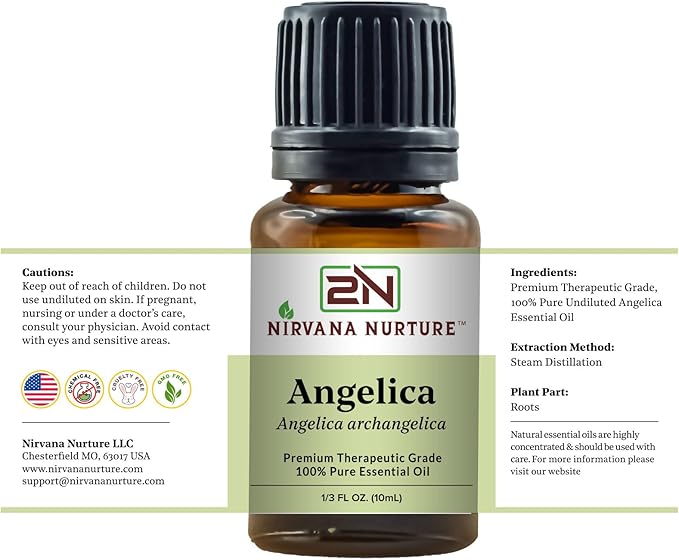Angelica Essential Oil 100% Pure Premium Therapeutic Grade, Undiluted - Aromatherapy Diffuser for Calm and Relaxation, Skin Care, Hair Care